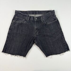 Levis 514 Mens Straight 8" Cutoffs Denim Shorts Black Dark Wash Y2K Grunge Sz 33